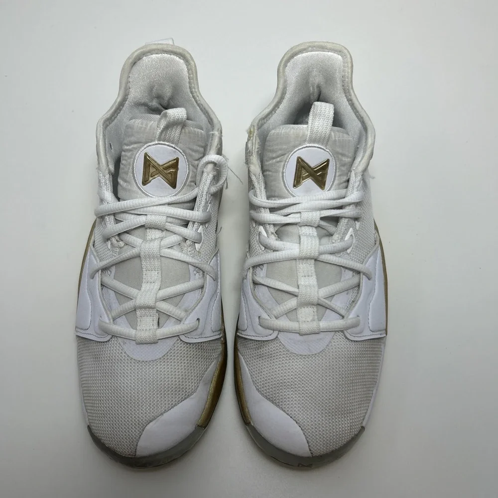Nike PG 3 NASA Youth‎ Size 6.5, Women's Size 8 White Metallic Gold (CI8973 100)